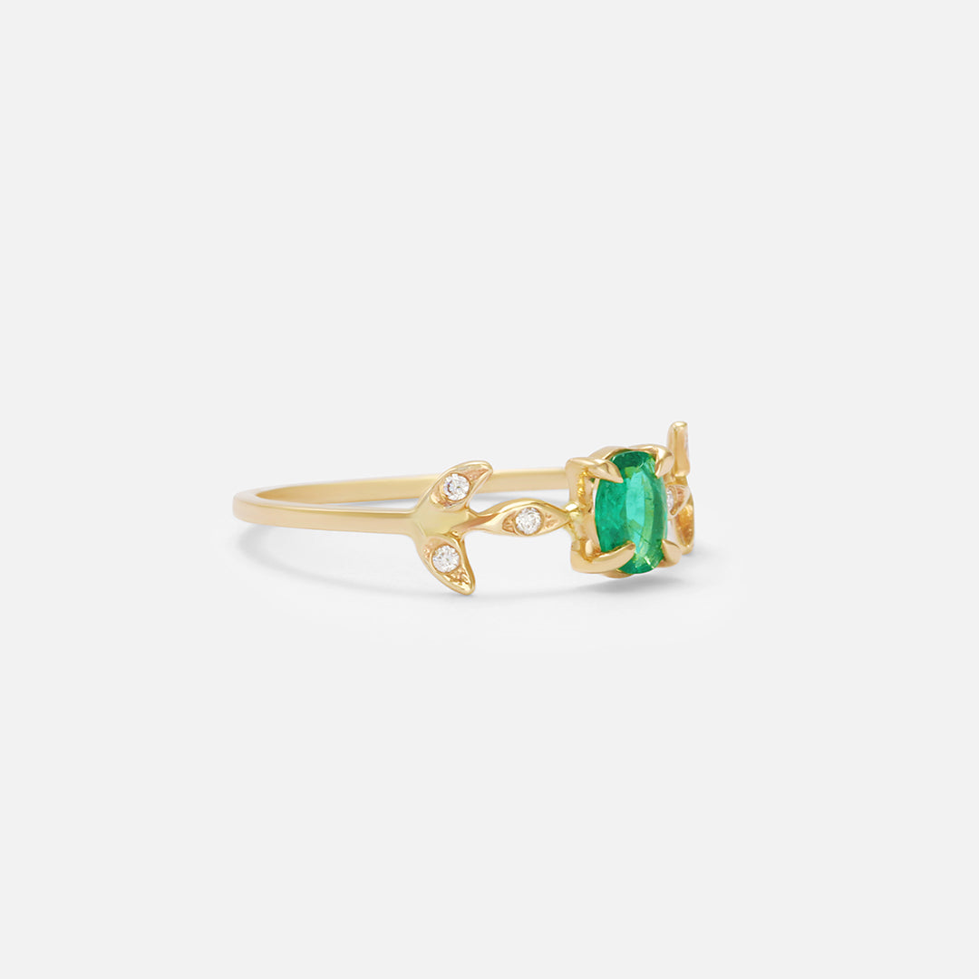 Emerald + Diamond / Ring By Akiko in rings Category