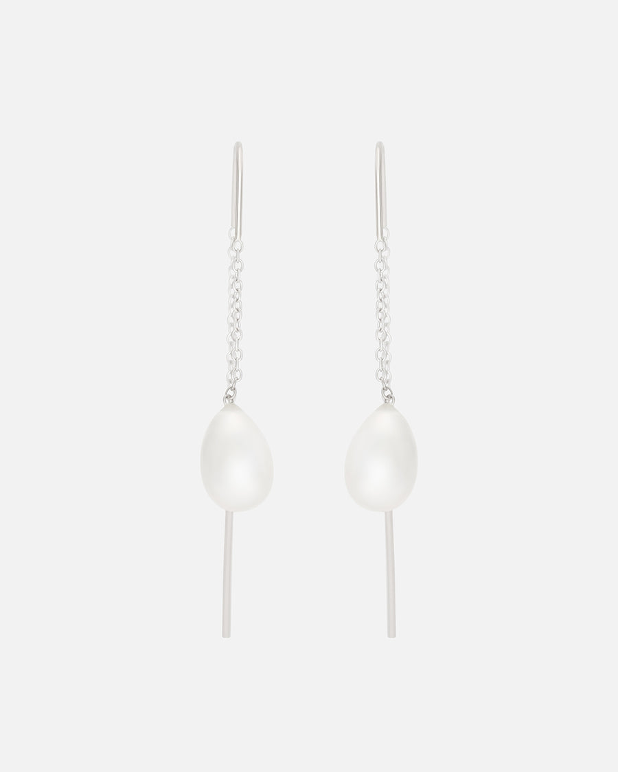 Pear Pearl and Chain / White Earrings By Akiko in earrings Category
