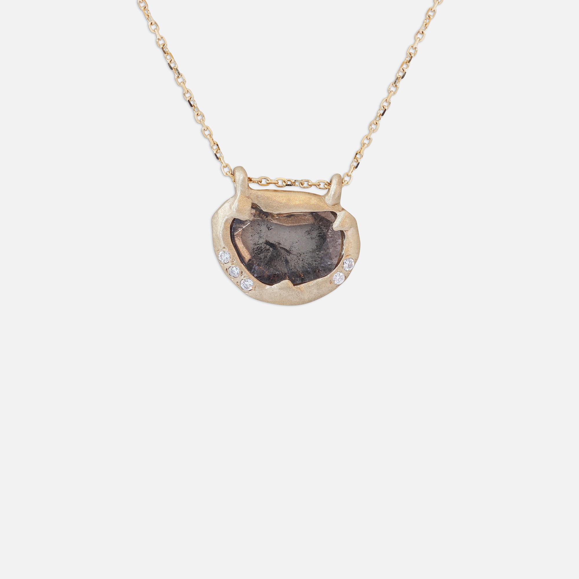 Oval Salt and Pepper Sliced Diamond / Pendant By Ariko in pendants Category
