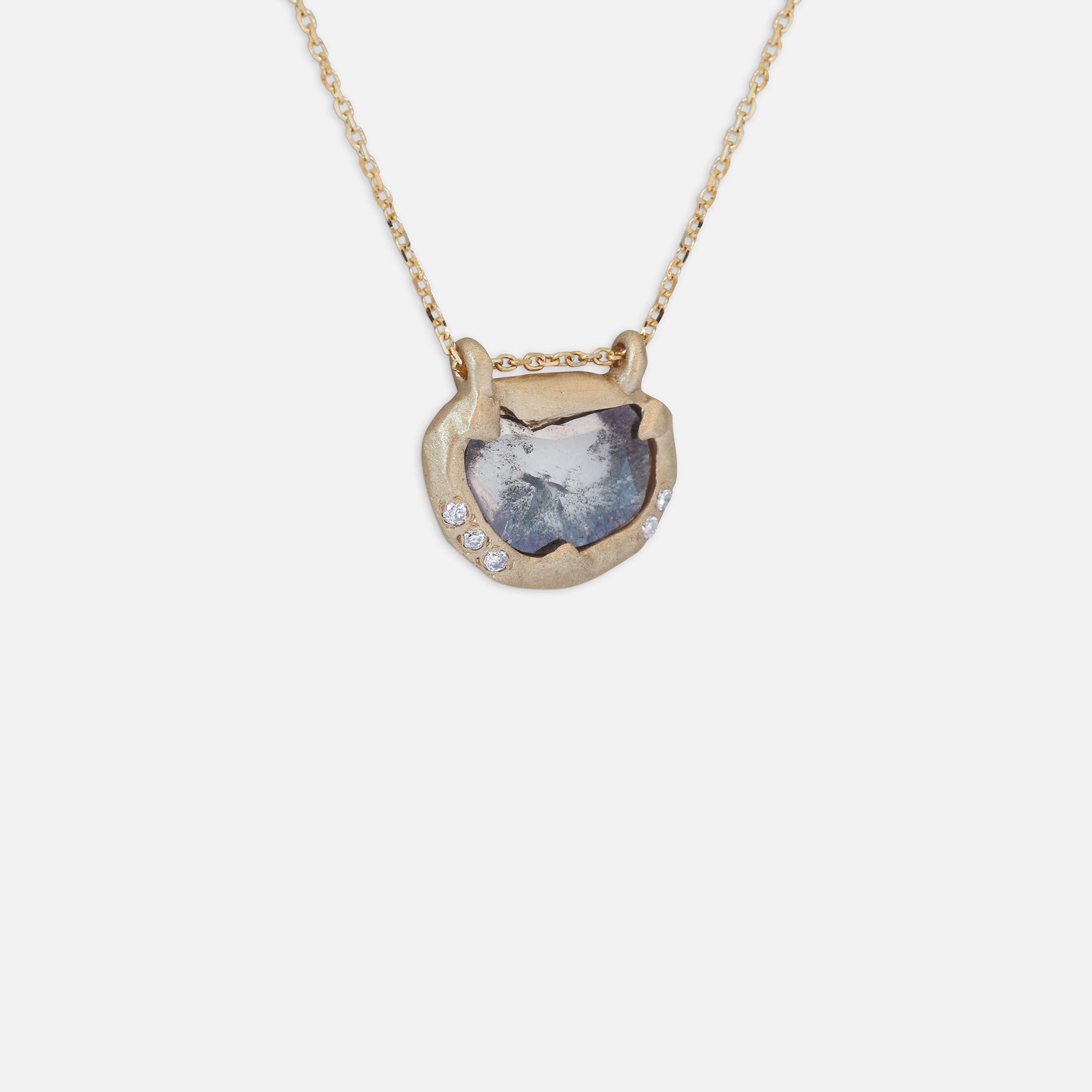 Oval Salt and Pepper Sliced Diamond / Pendant By Ariko in pendants Category