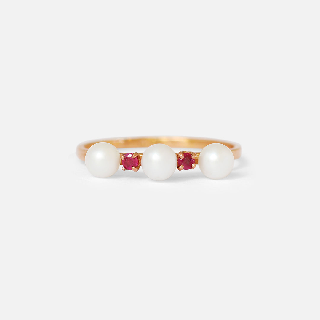 3 Pearls & Ruby / Ring By Akiko in rings Category