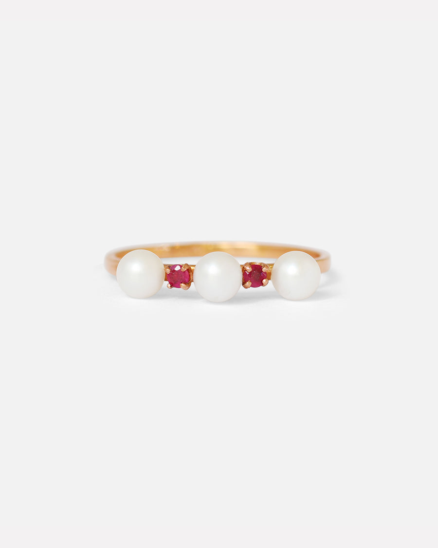 3 Pearls & Ruby / Ring By Akiko in rings Category