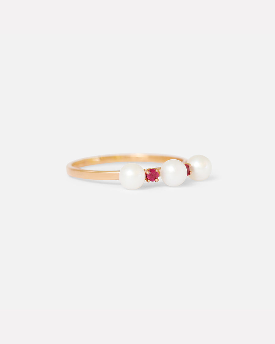 3 Pearls & Ruby / Ring By Akiko in rings Category