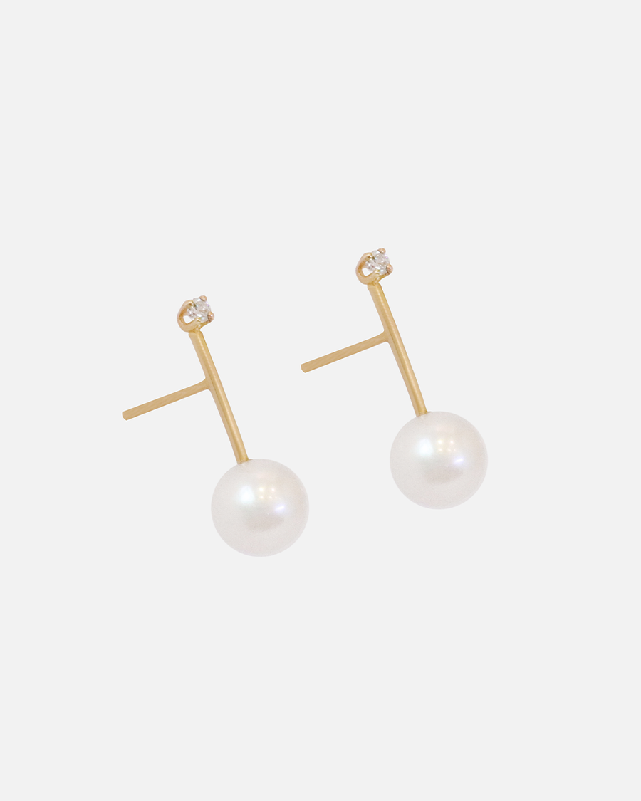 Bar Studs / Pearl & Diamonds By Akiko in earrings Category
