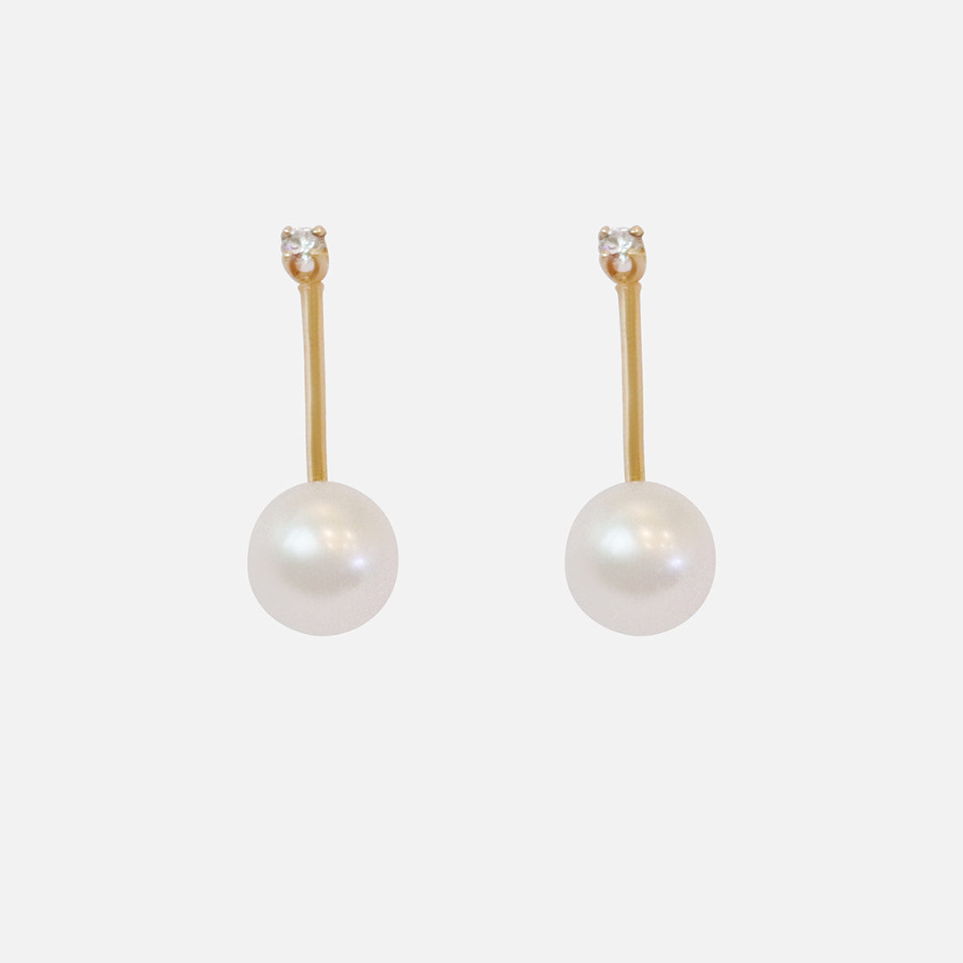 Bar Studs / Pearl & Diamonds By Akiko in earrings Category