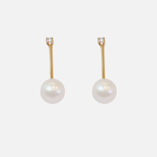 Bar Studs / Pearl & Diamonds By Akiko in earrings Category
