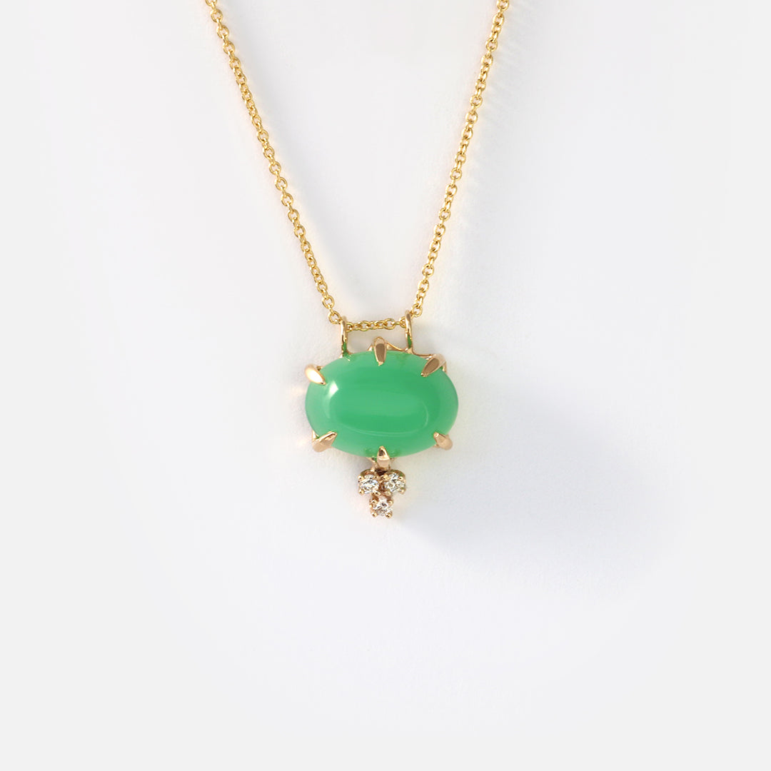 Chrysoprase + Diamond / Necklace By Akiko in pendants Category