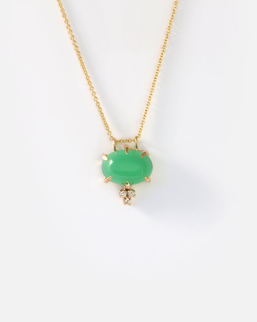 Chrysoprase + Diamond / Necklace By Akiko in pendants Category