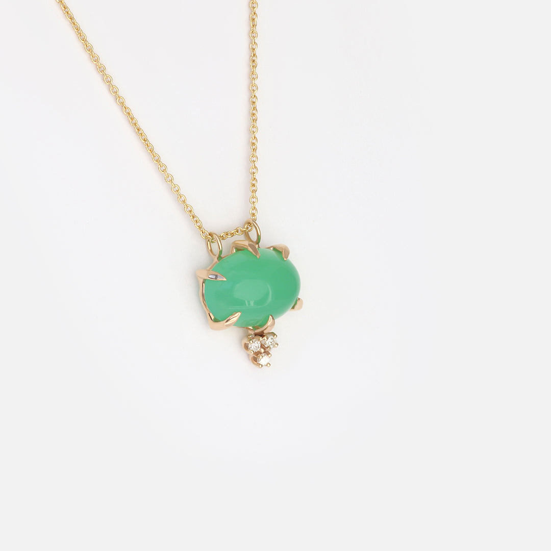 Chrysoprase + Diamond / Necklace By Akiko in pendants Category