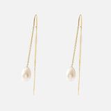 Pear Pearl & Chain Earrings By Akiko in earrings Category