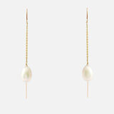 Pear Pearl & Chain Earrings By Akiko in earrings Category