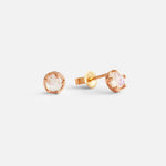 Front and side view of Moonstone / Rose Gold Studs by Ariko