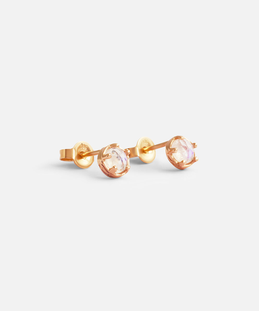 Side view of Moonstone / Rose Gold Studs by Ariko