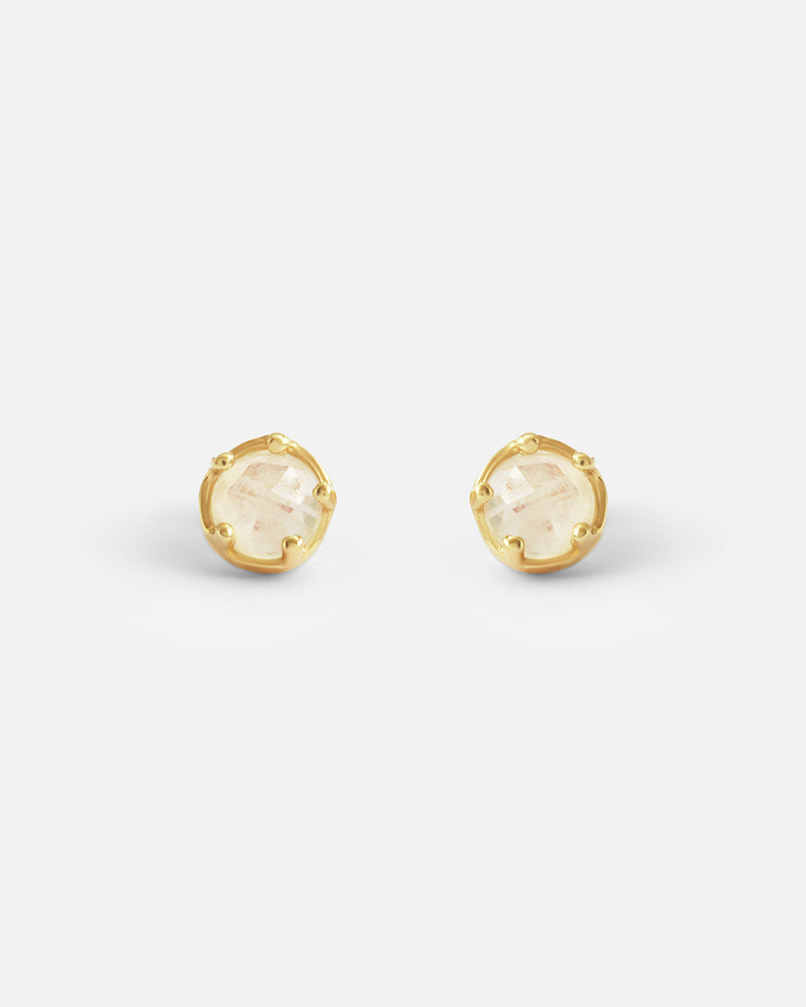 Moonstone / Yellow Gold Studs By Ariko in earrings Category