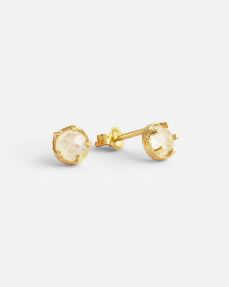 Moonstone / Yellow Gold Studs By Ariko in earrings Category