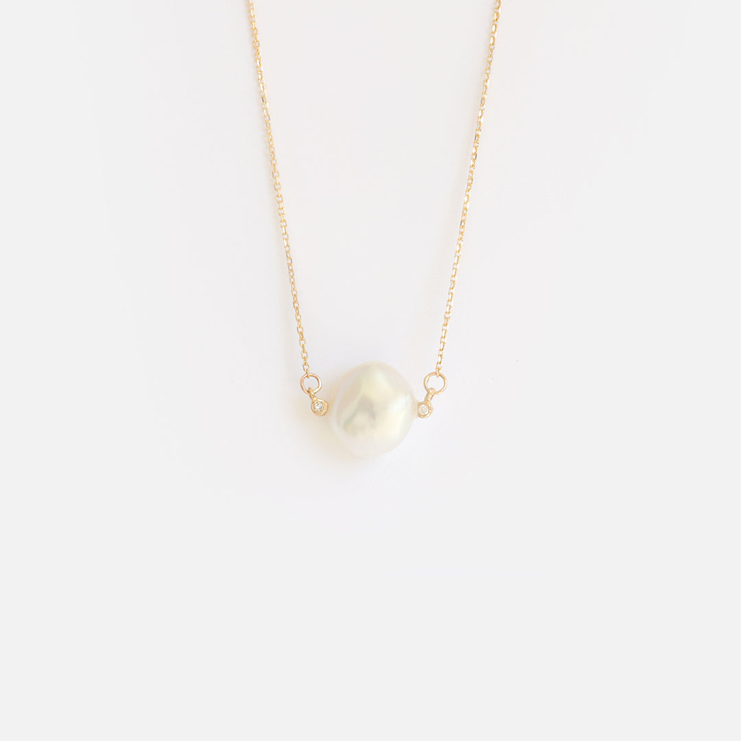 Keshi Pearl and White Diamonds II / Necklace By Ariko in pendants Category