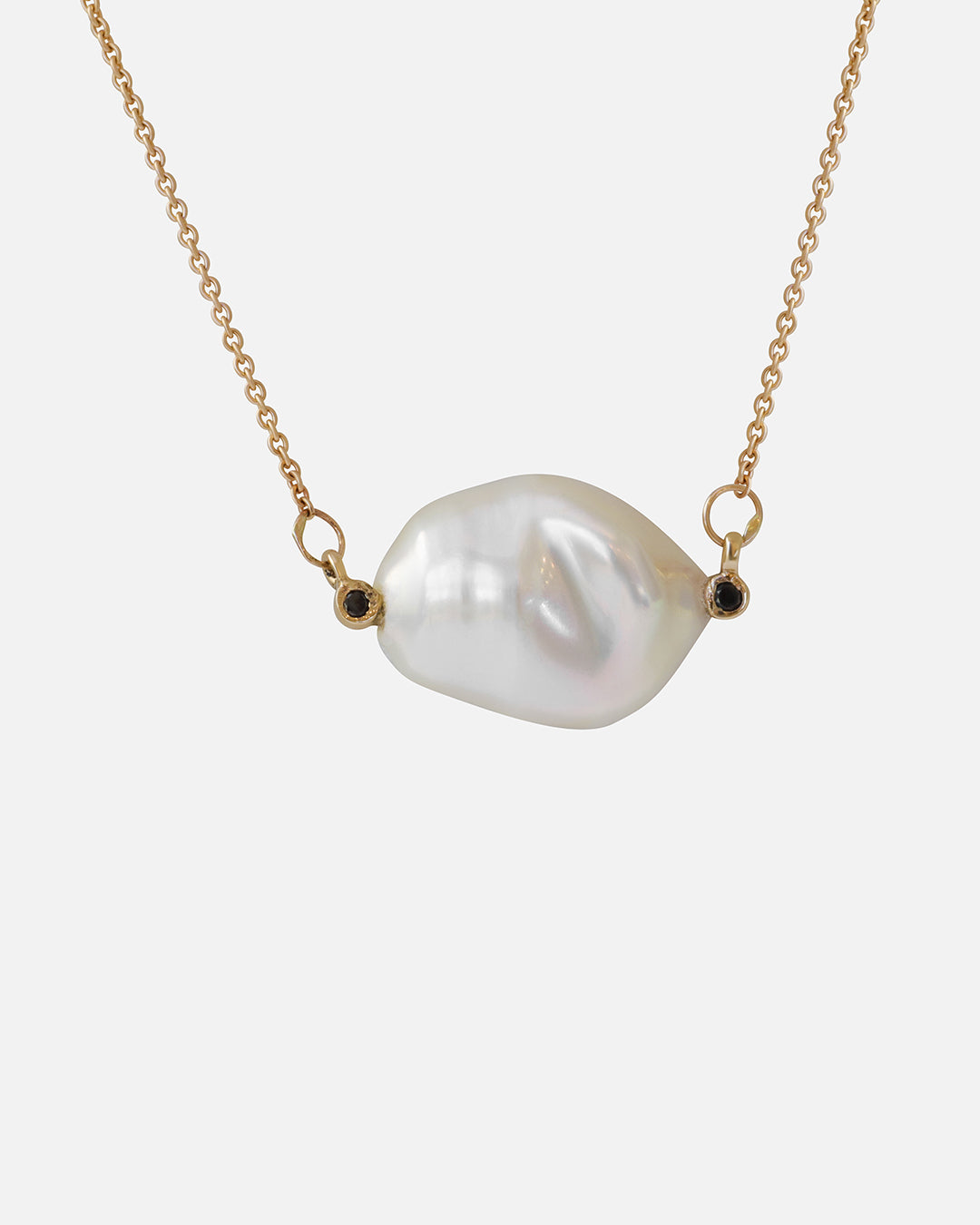 Keshi Pearl and Black Diamonds 1 / Necklace By Ariko