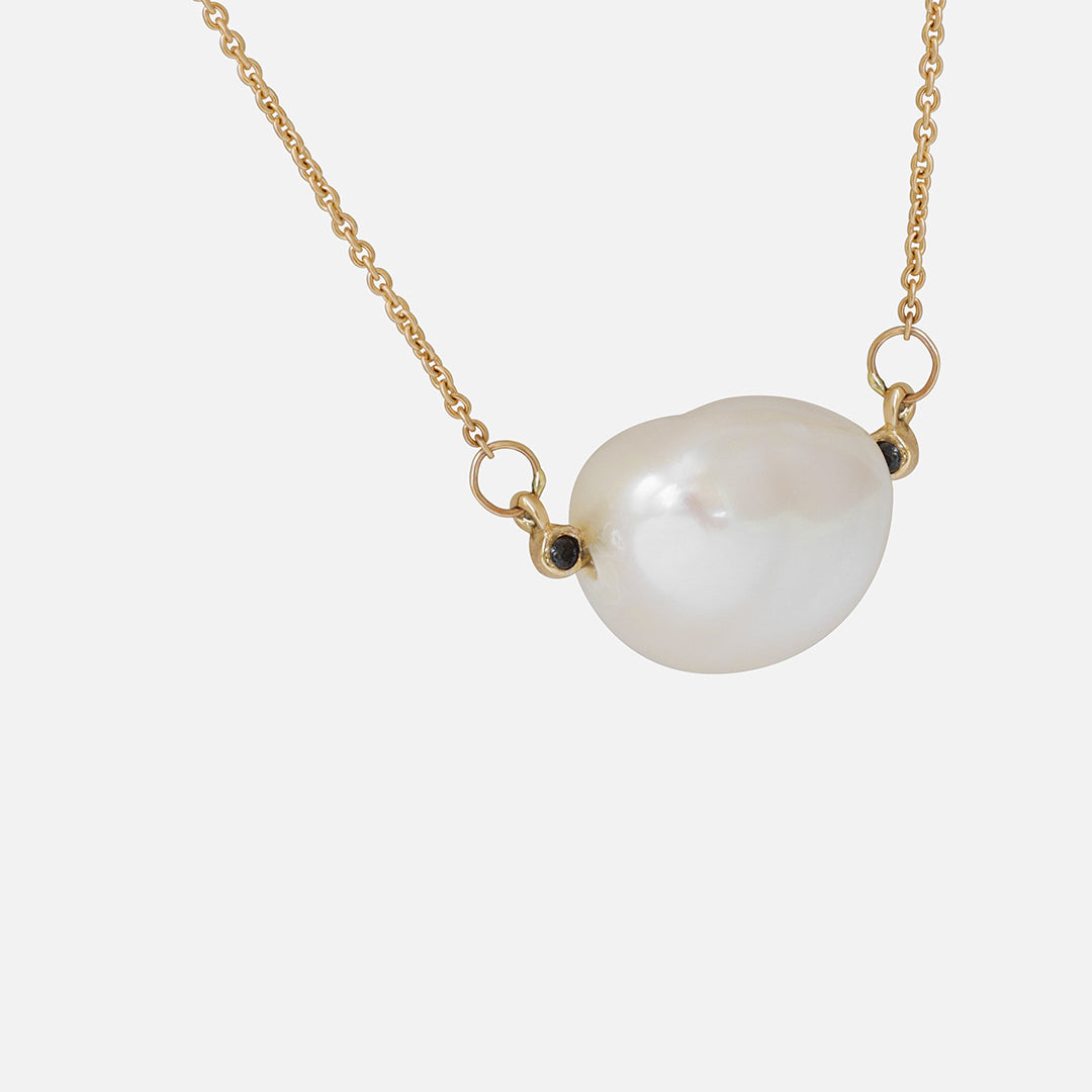 Keshi Pearl and Black Diamonds 2 / Necklace By Ariko in pendants Category