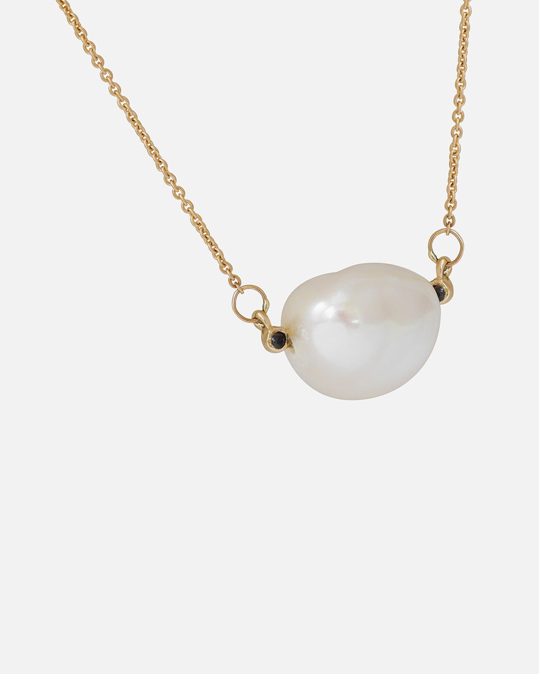 Keshi Pearl and Black Diamonds 2 / Necklace By Ariko