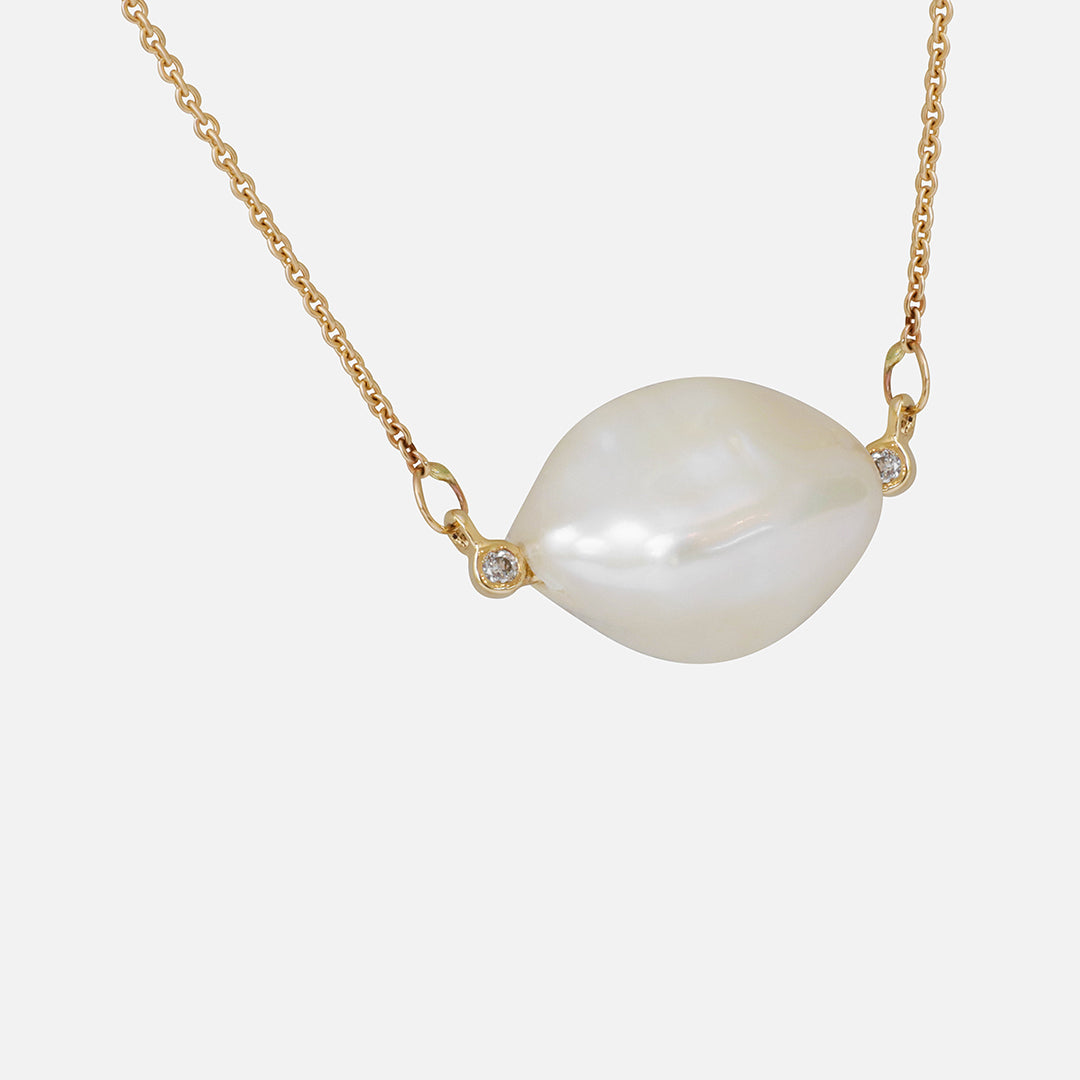 Keshi Pearl and White Diamonds 2 / Pendant By Ariko in pendants Category