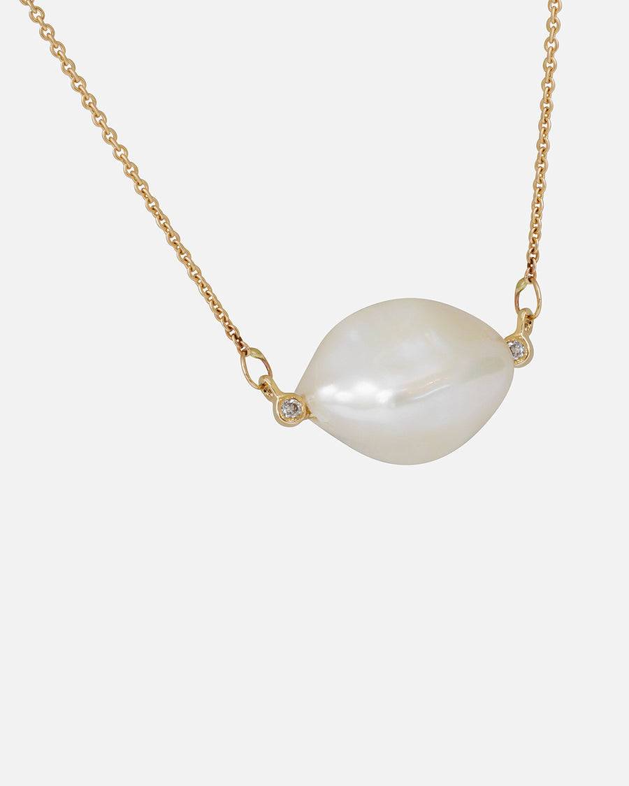 Keshi Pearl and White Diamonds 2 / Pendant By Ariko in pendants Category