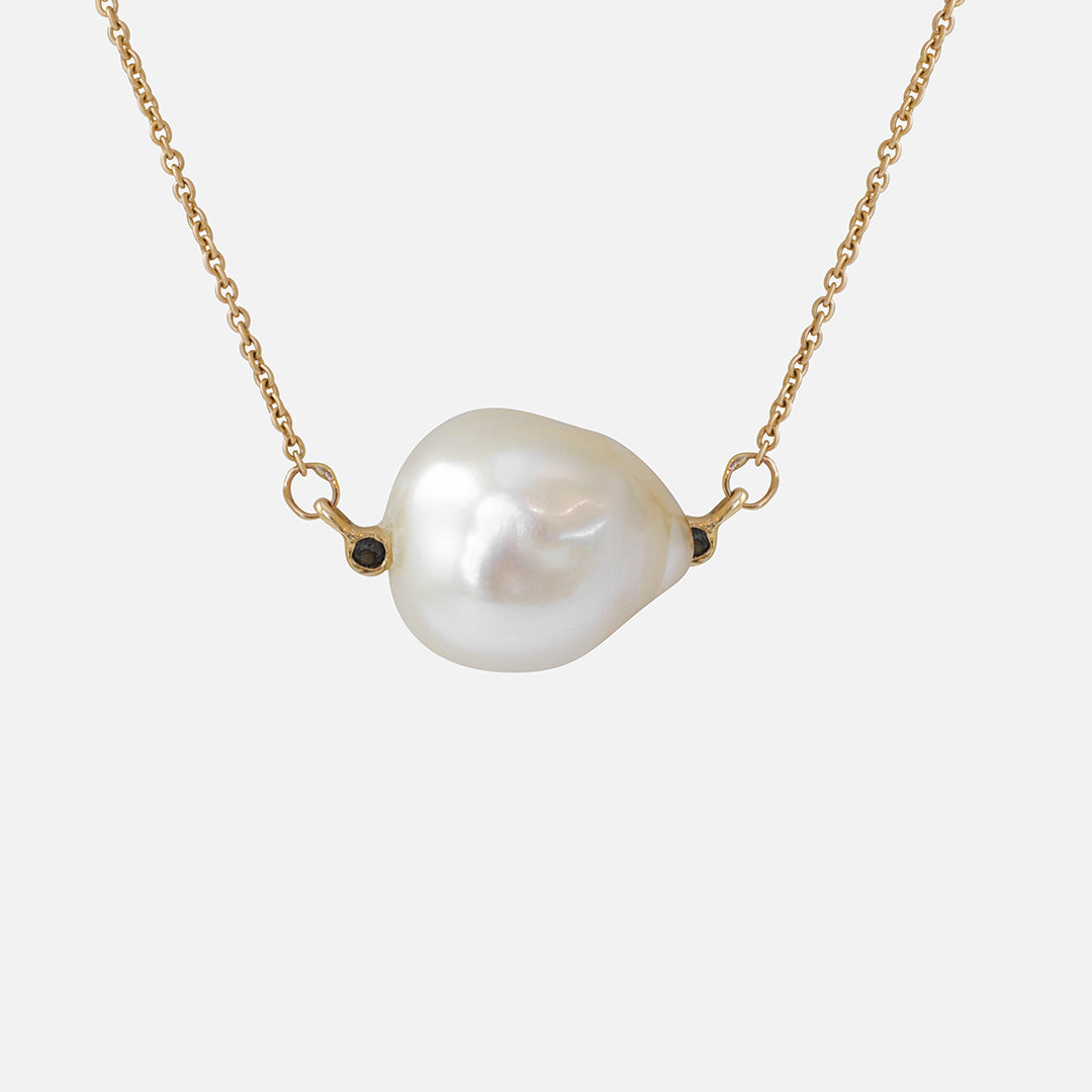 Keshi Pearl and Black Diamonds 3 / Necklace By Ariko in pendants Category