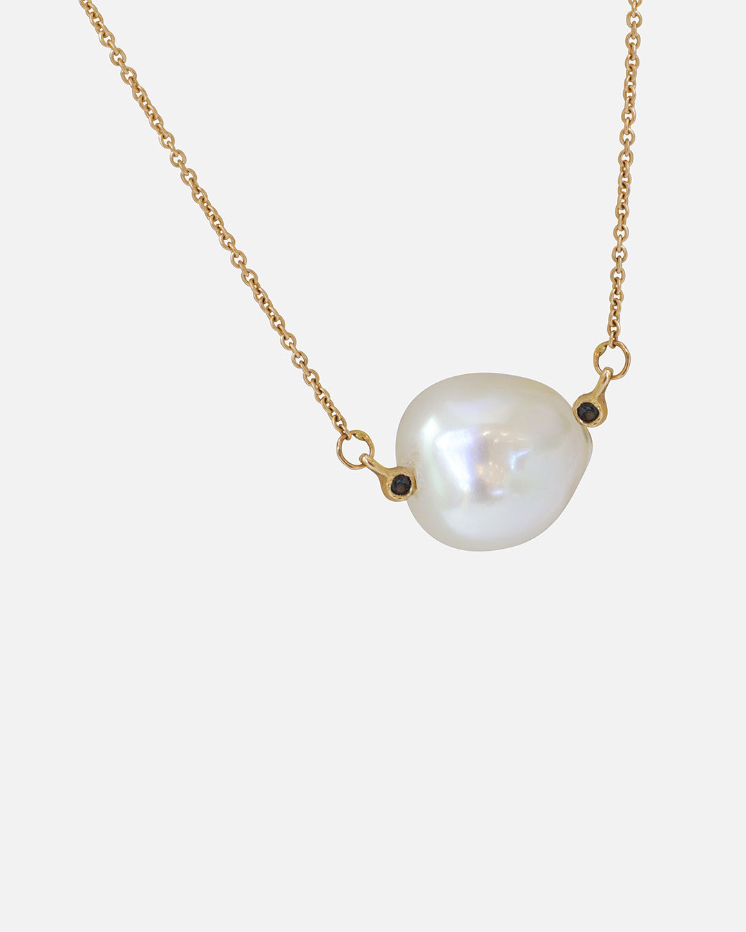 Keshi Pearl and Black Diamonds 3 / Necklace By Ariko