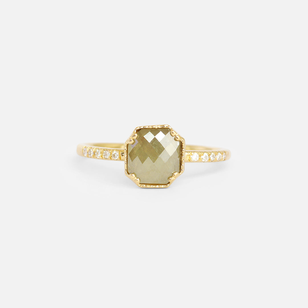 Rose Cut Cushion Grey Diamond / Ring By Ariko in ENGAGEMENT Category