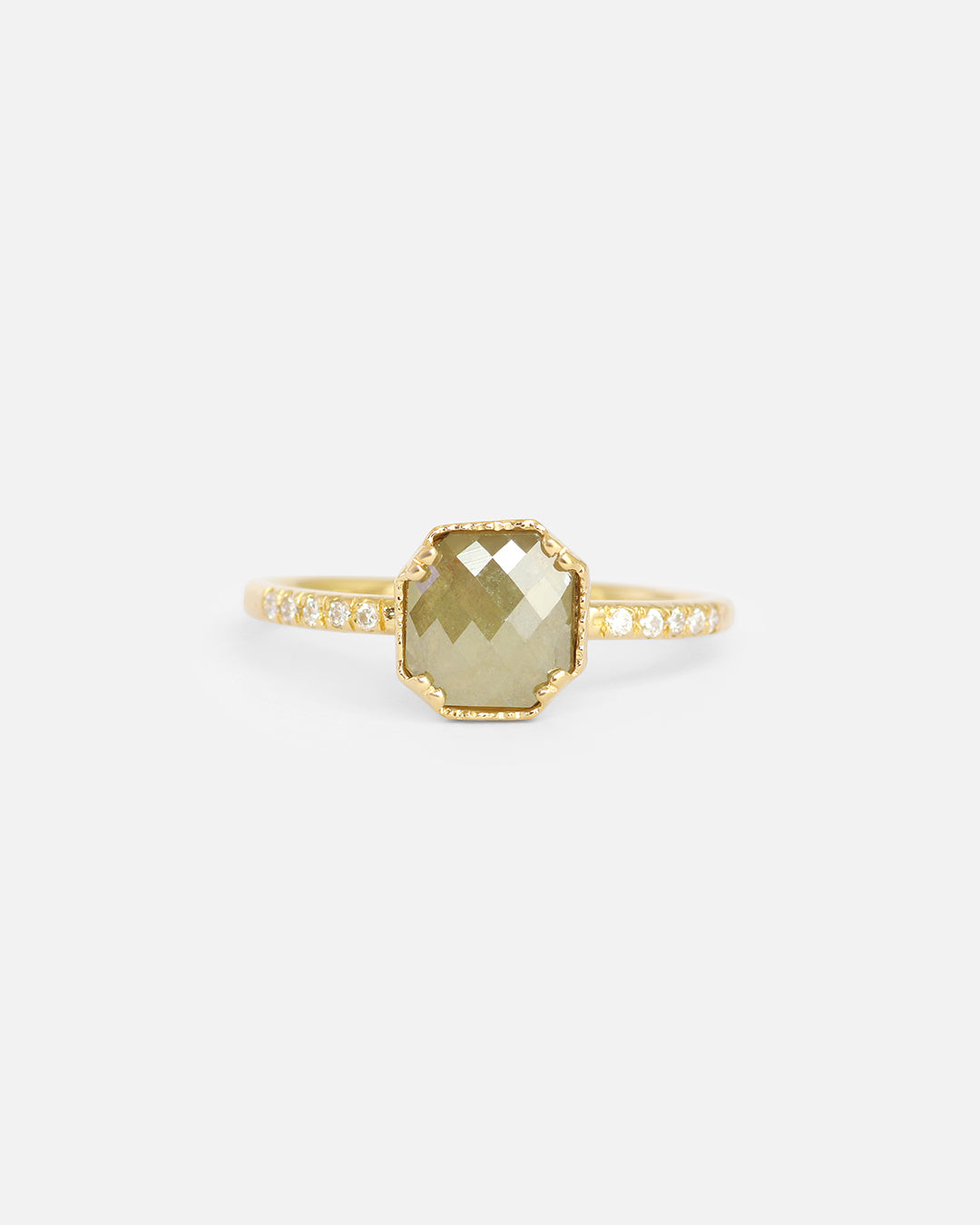 Rose Cut Cushion Grey Diamond / Ring By Ariko