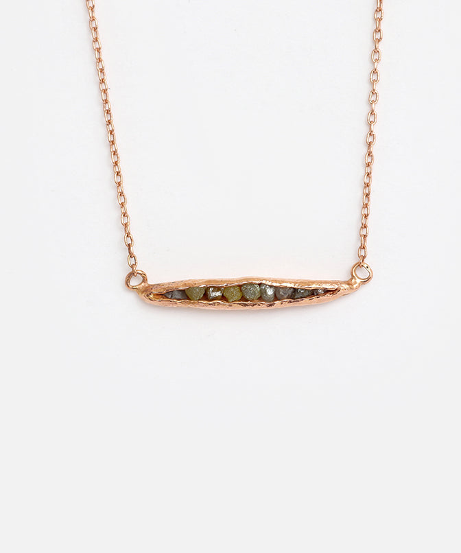 Front view of Rough Grey Diamond Pendant in 14k Rose Gold