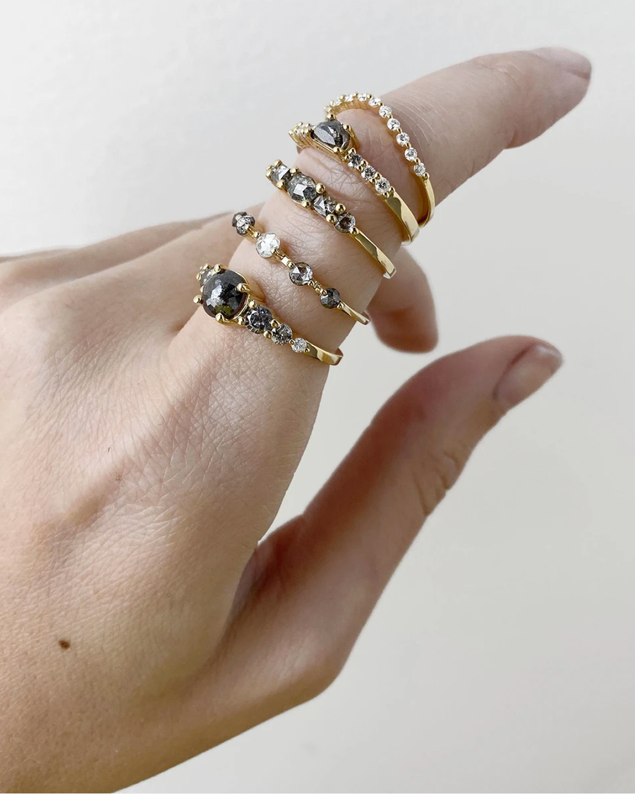 Artemis / Half Moon Diamond Ring By Casual Seance in ENGAGEMENT Category