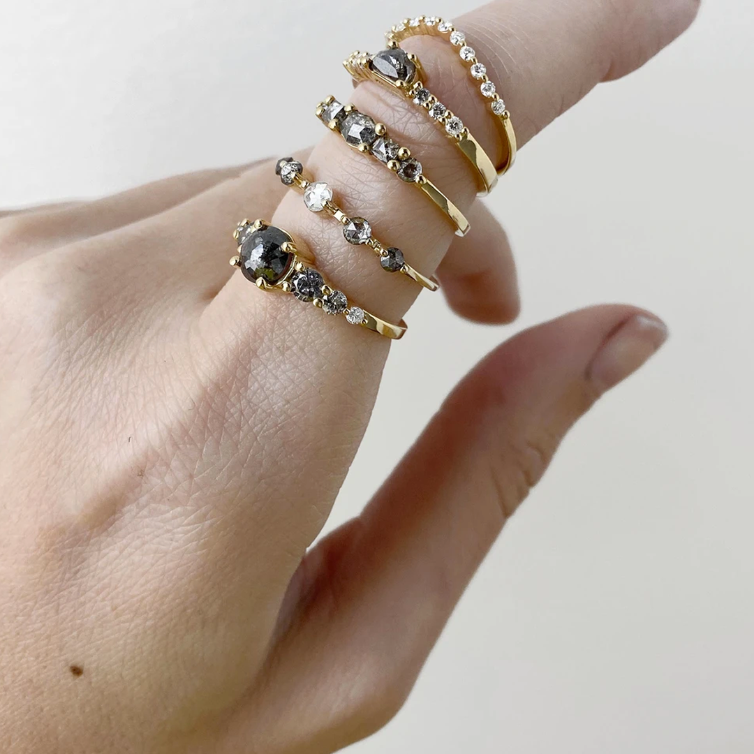 Betty / Geometric Diamond Ring By Casual Seance in ENGAGEMENT Category