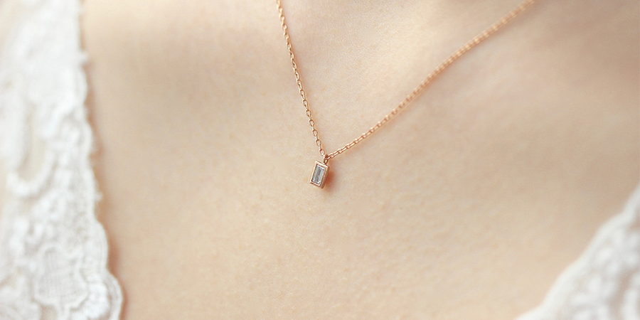 Cathedral / Baguette Pendant 14k Rose Gold By fitzgerald jewelry in pendants Category