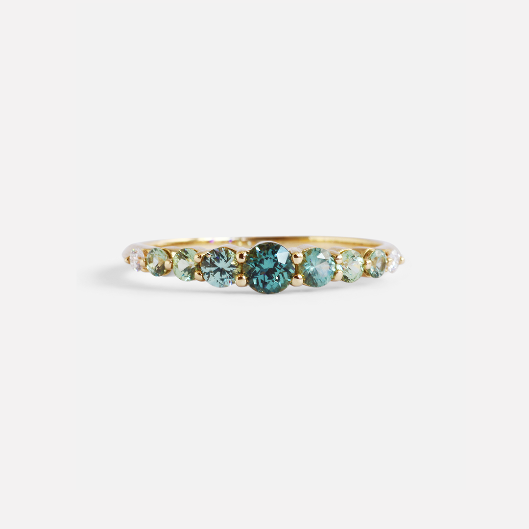 Gradient 01 / Sapphire + Diamond Ring By Casual Seance in WEDDING Category