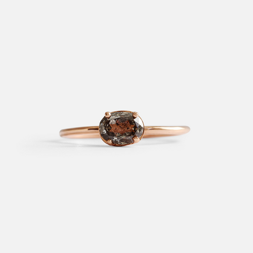 Cati / Rose Gold + 0.5ct Oval Salt + Pepper Diamond By fitzgerald jewelry in ENGAGEMENT Category