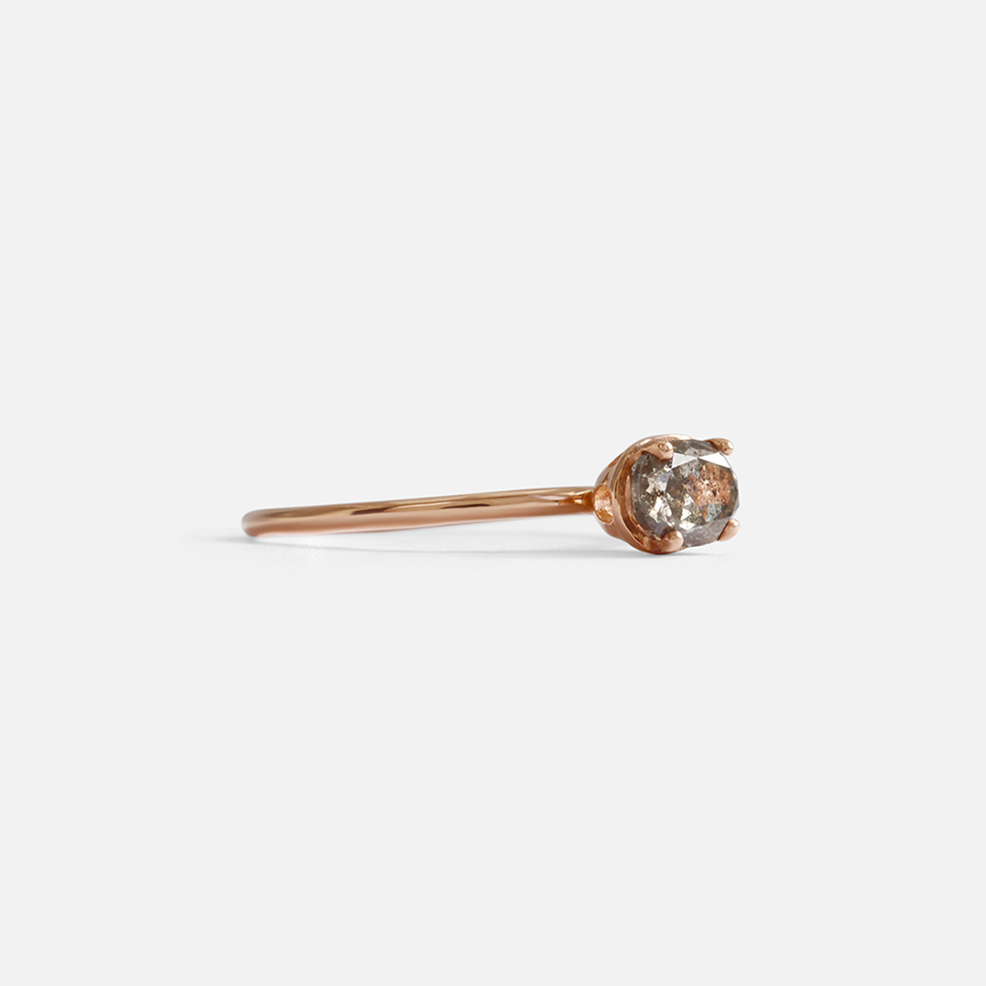Cati / Rose Gold + 0.5ct Oval Salt + Pepper Diamond By fitzgerald jewelry in ENGAGEMENT Category