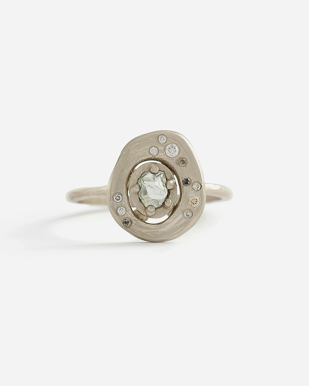 Cosmo 1 / Natural Green Raw Diamond + Diamonds By fitzgerald jewelry
