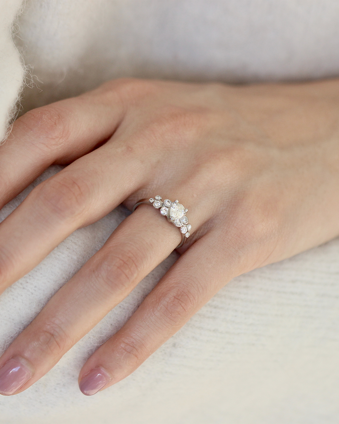 Dew 3 / White Pear Ring By Hiroyo in ENGAGEMENT Category