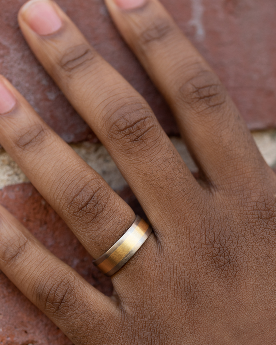 Flat Band / 7mm Wide 2-Tone By fitzgerald jewelry in WEDDING Category