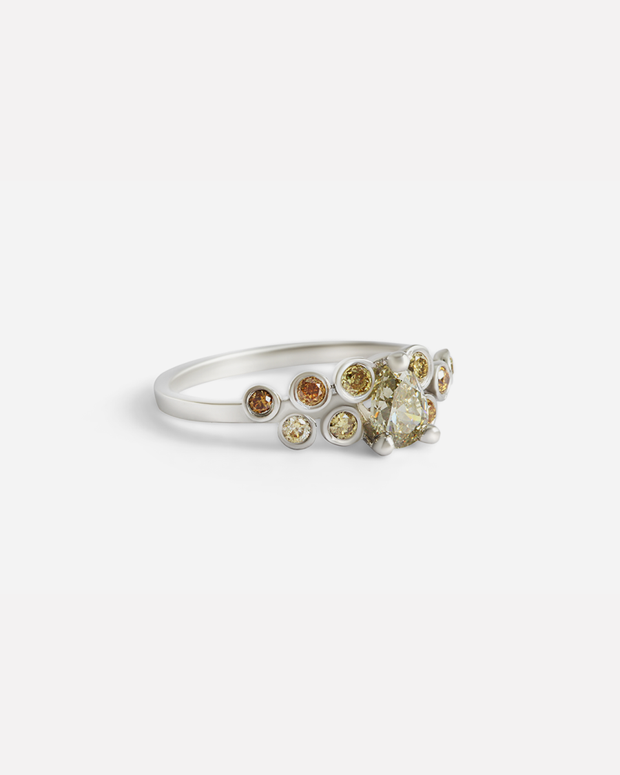 Dew 3 / Champagne Pear Ring By Hiroyo in ENGAGEMENT Category