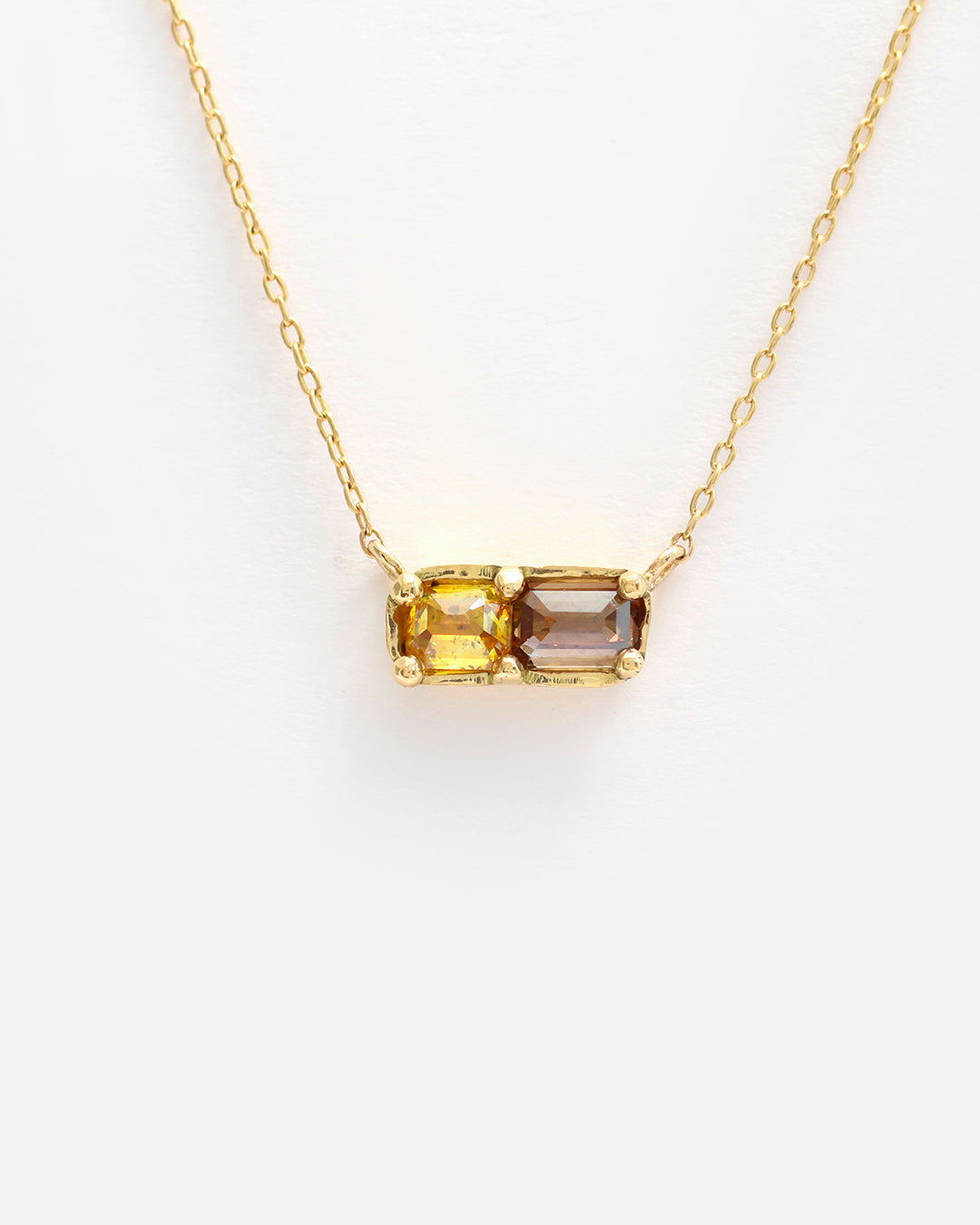 Dew 26 / Yellow + Brown Sugar Diamond Pendant By Hiroyo