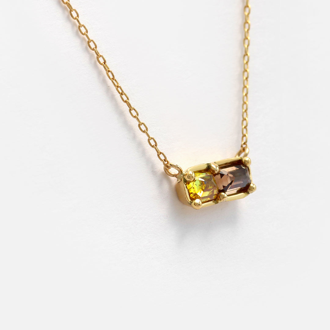 Dew 26 / Yellow + Brown Sugar Diamond Pendant By Hiroyo