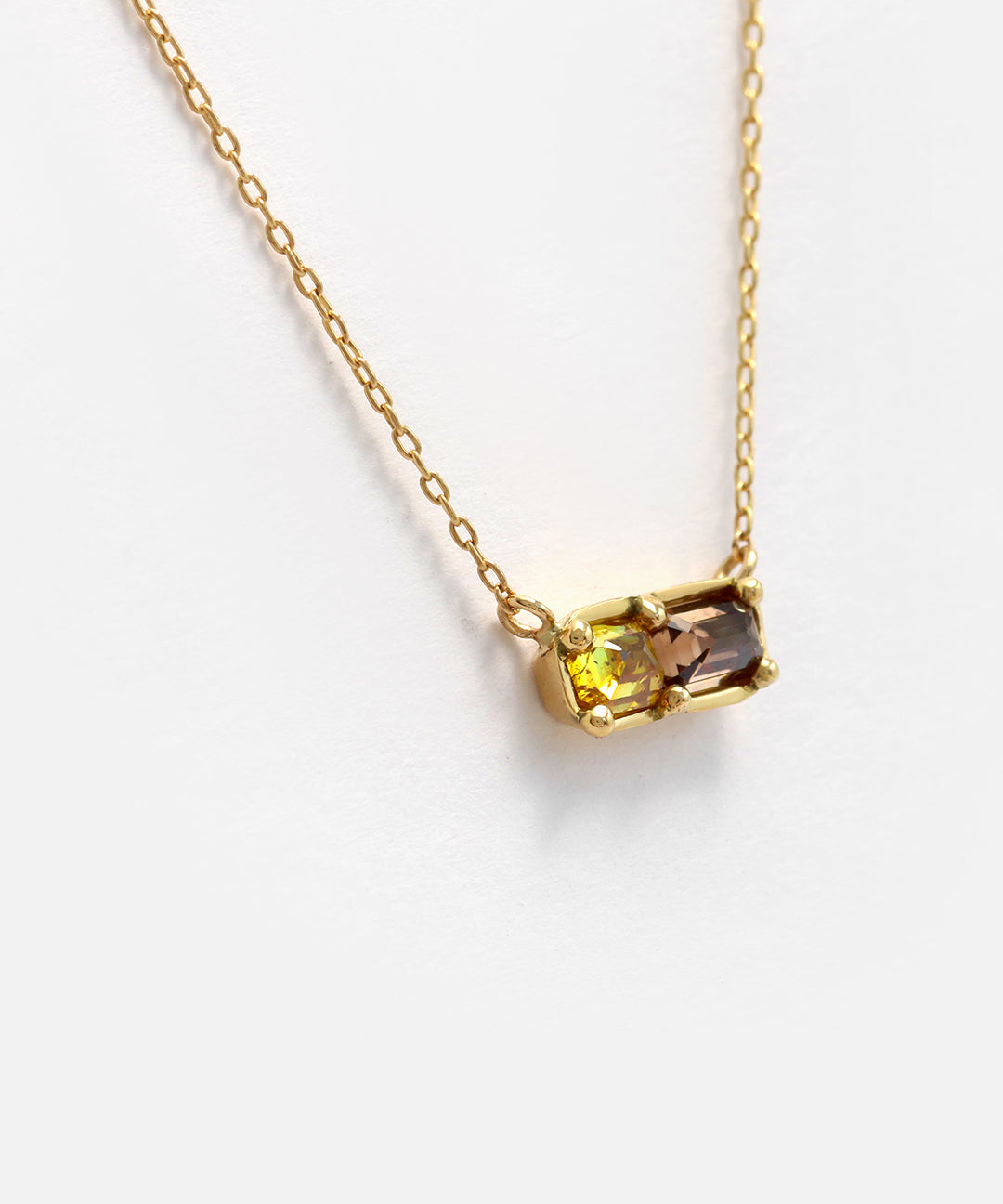 Dew 26 / Yellow + Brown Sugar Diamond Pendant By Hiroyo