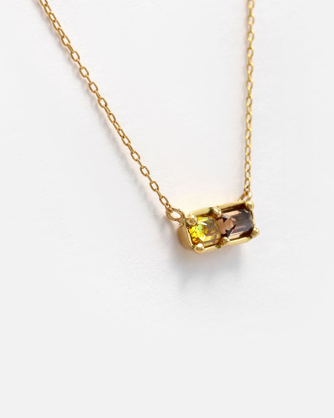 Dew 26 / Yellow + Brown Sugar Diamond Pendant By Hiroyo
