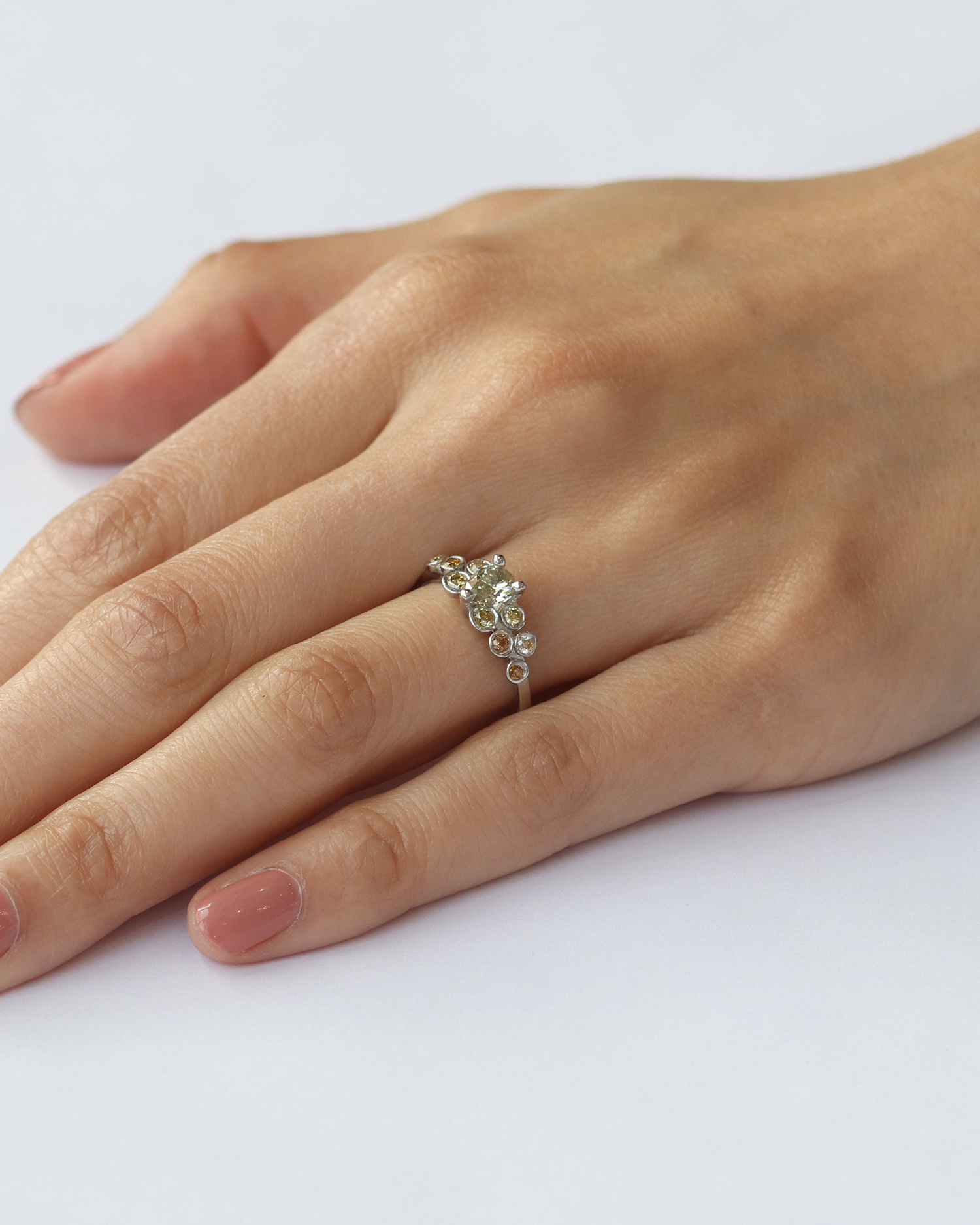 Dew 3 / Champagne Pear Ring By Hiroyo