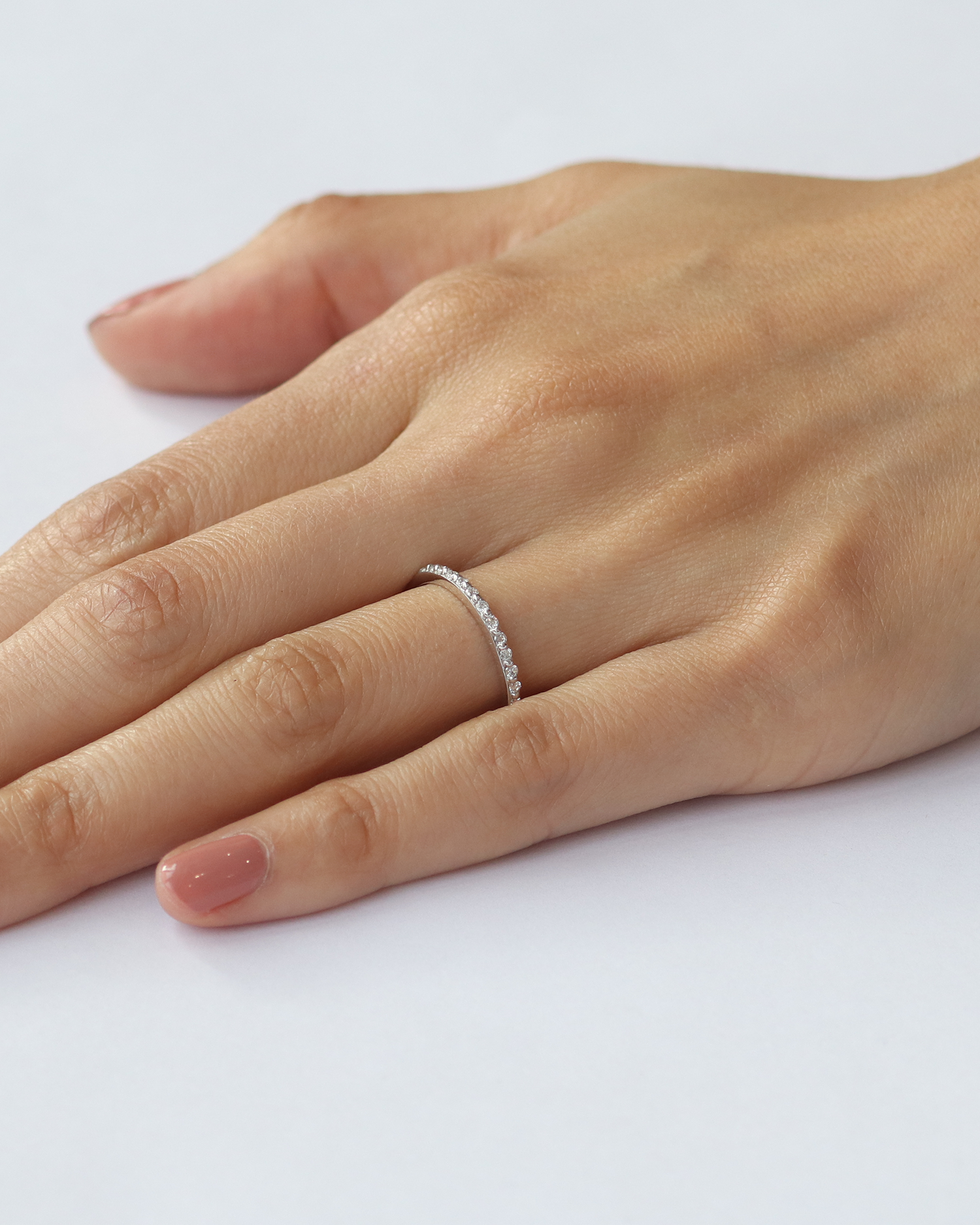 Dew / 1.3mm Round White Diamond Ring By Hiroyo