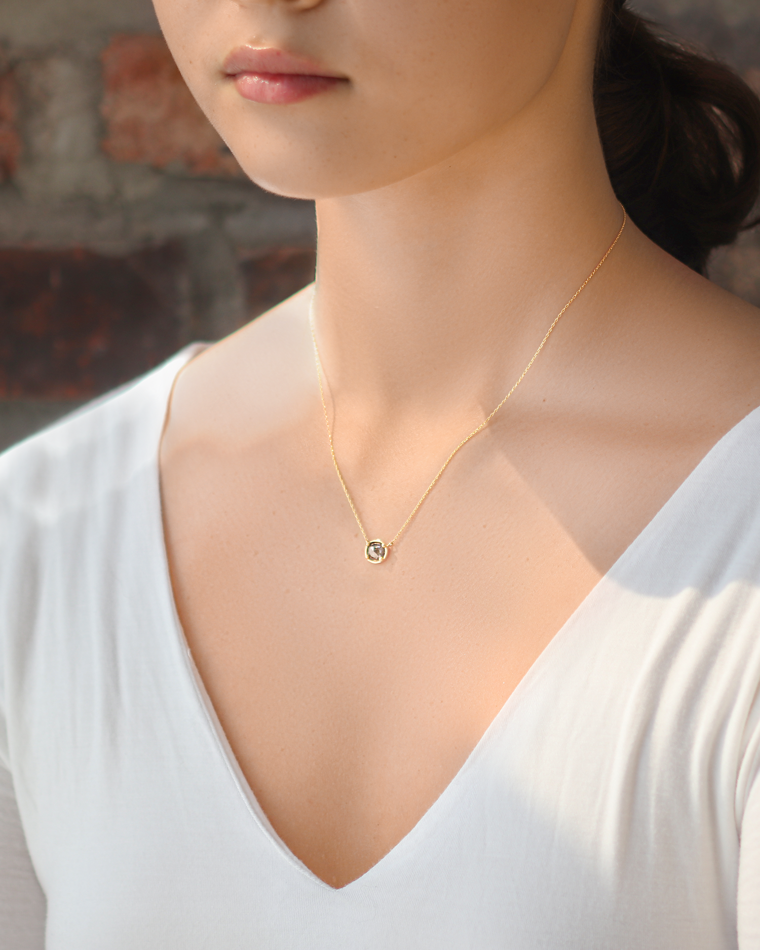 Dew 9 / Rose cut Salt & Pepper Diamond By Hiroyo in pendants Category