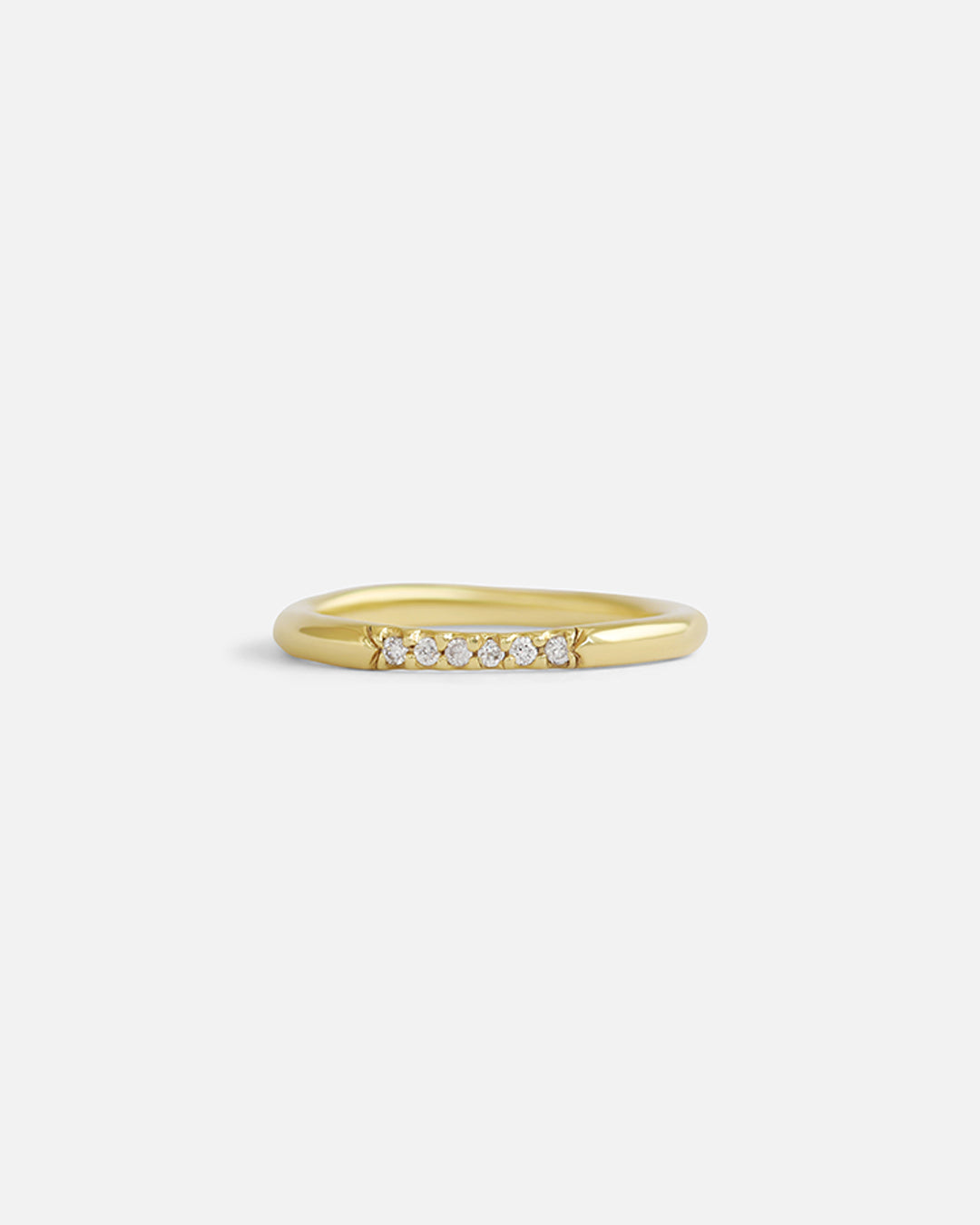 Wave Band / Small Pave 6 Diamonds By Hiroyo in WEDDING Category
