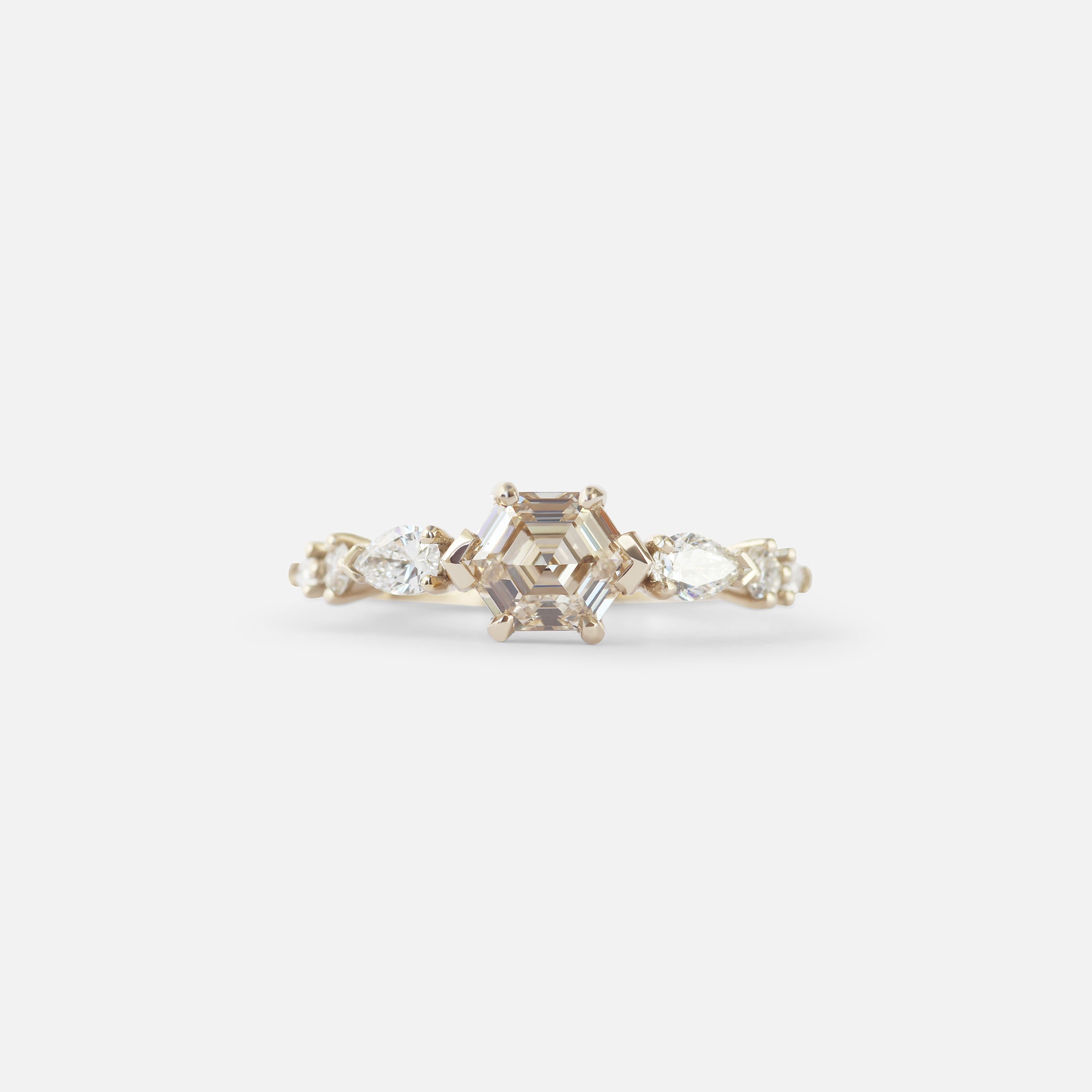 Champagne Hex and Pears / Ring By fitzgerald jewelry in ENGAGEMENT Category