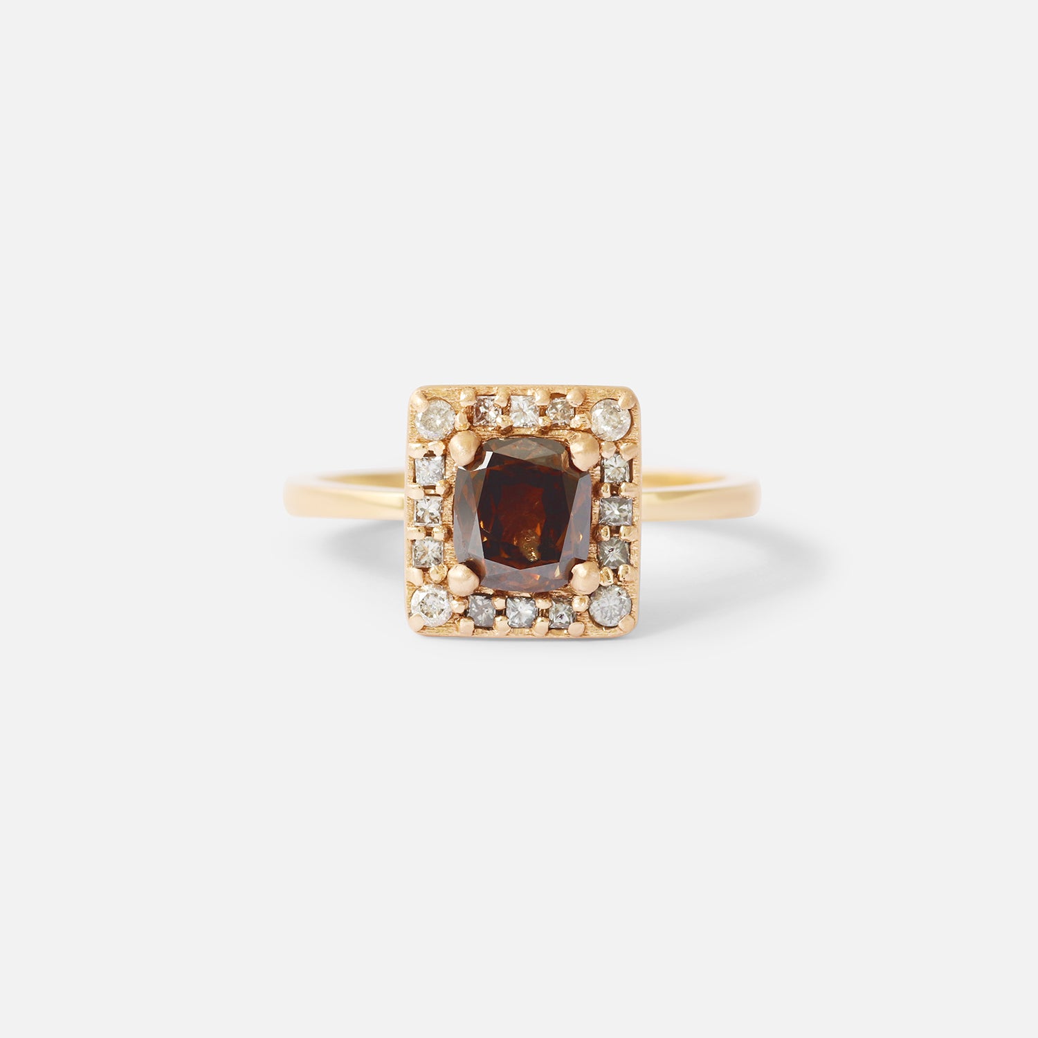 Cathedral / Halo Champagne Cushion By fitzgerald jewelry in ENGAGEMENT Category